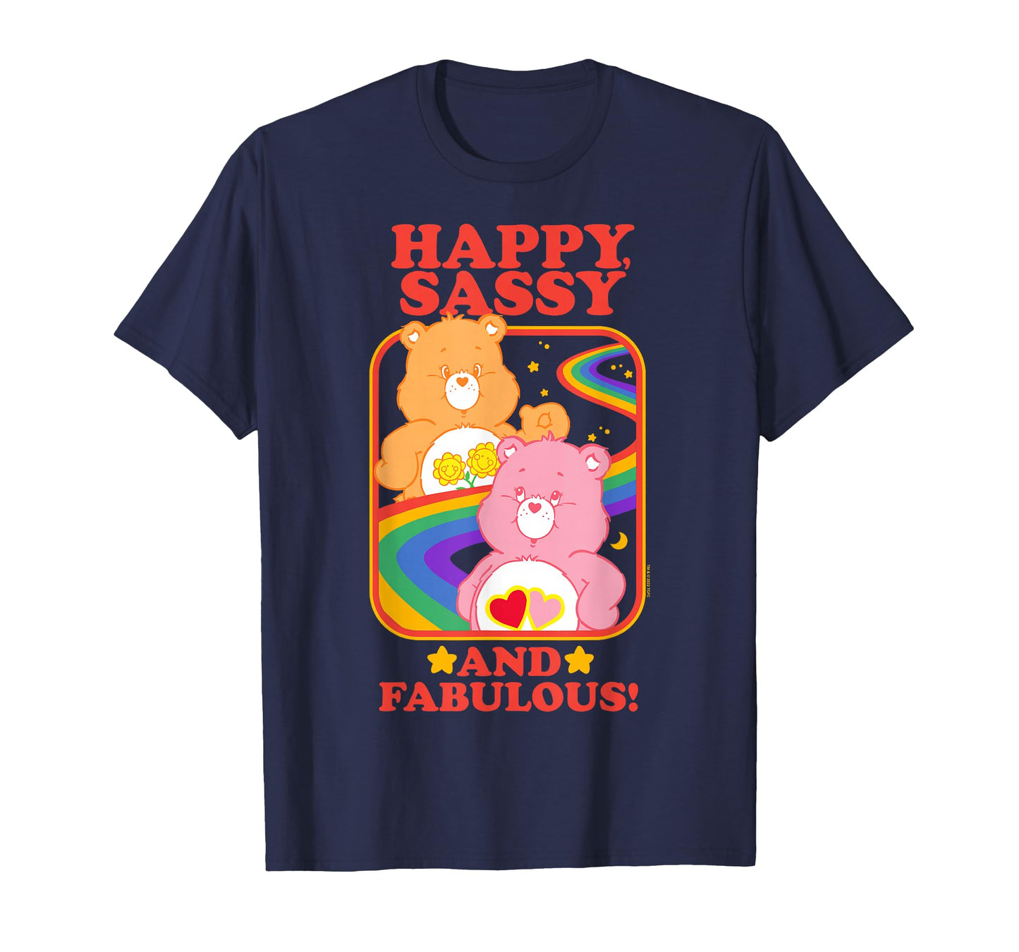 Care Bears Happy Sassy And Fabulous Rainbow Retro Portrait T-Shirt