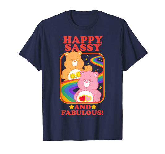 Care Bears Happy Sassy And Fabulous Rainbow Retro Portrait T-Shirt