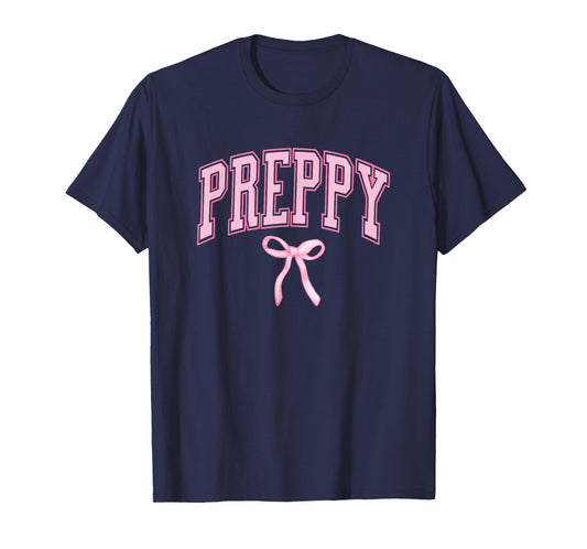 Preppy with Bow Coquette Cute Teen Girl Pink Preppy T-Shirt