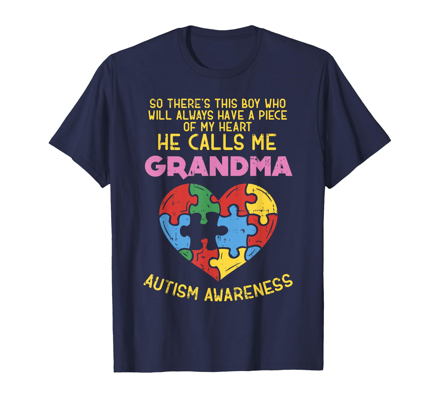 Grandma Autism Awareness Shirt Austistic Boy Piece My Heart T-Shirt