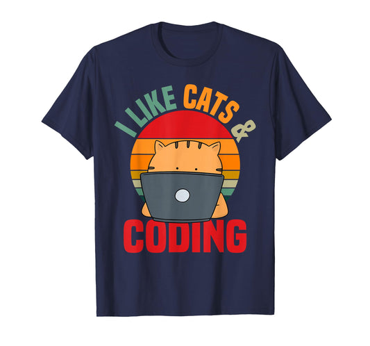 Coder Programmer Cat Lover Cat Dad I Like Cats & Coding T-Shirt