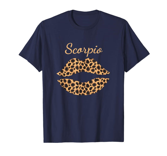 Scorpio Leopard Lips Queen Zodiac Birthday T-Shirt