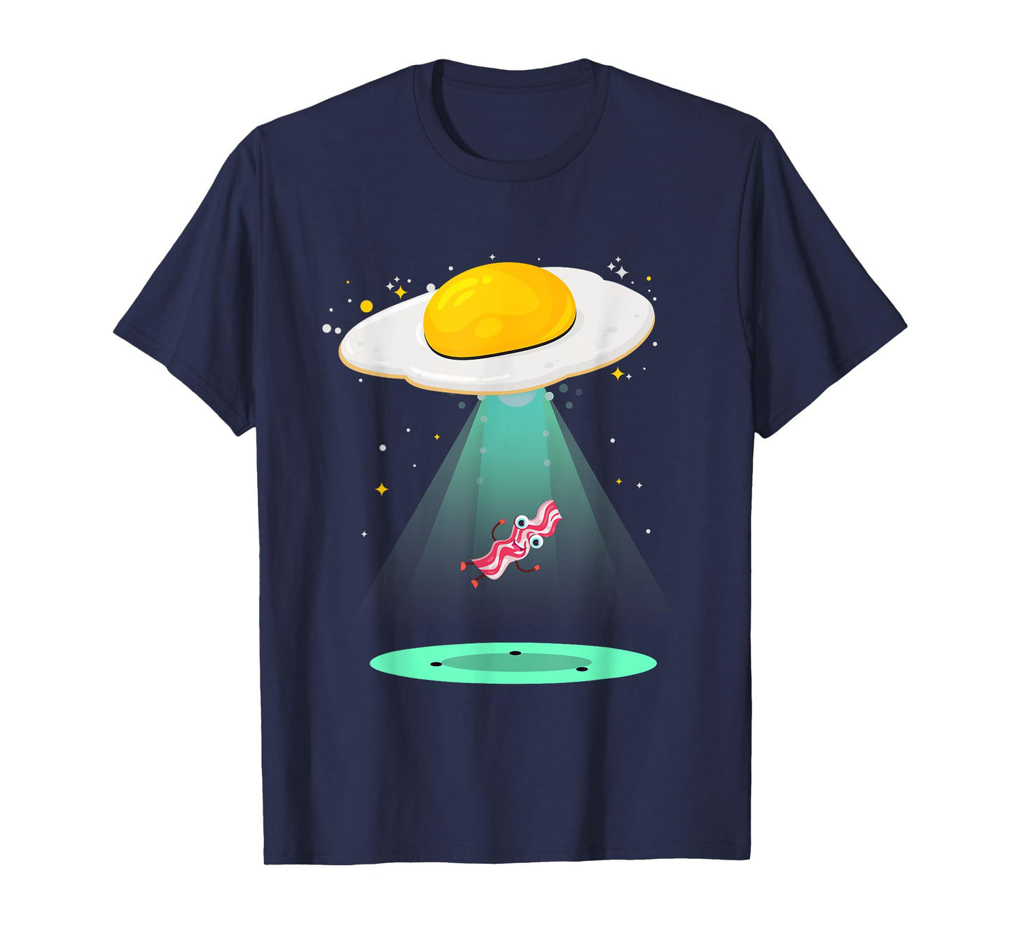 Funny Sunnyside Up Egg UFO Abduction Breakfast Bacon Lover T-Shirt