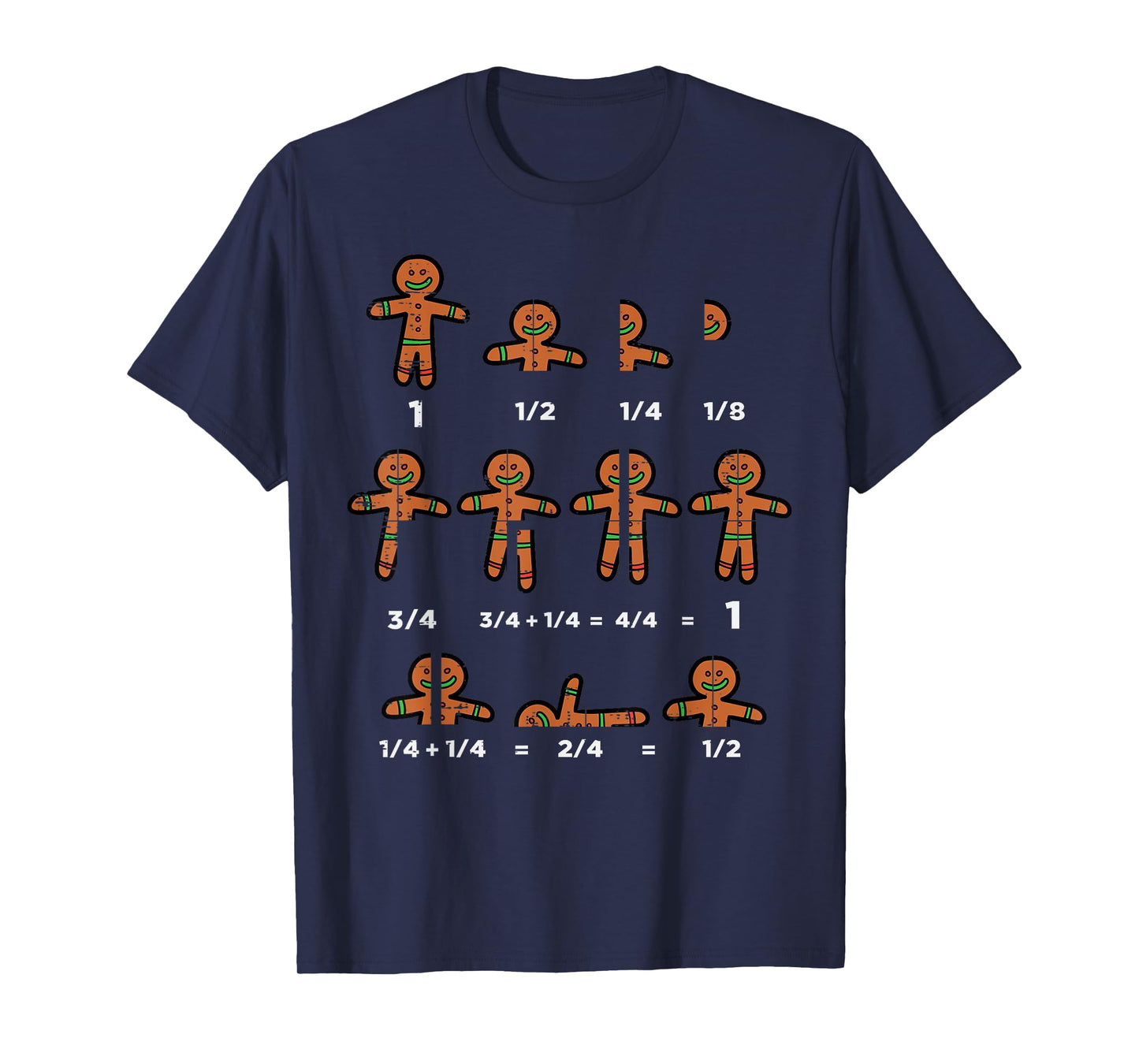 Christmas Gingerbread Fraction Cute Xmas Cookie Math Teacher T-Shirt