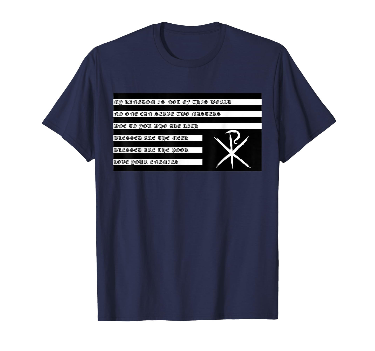 Funny American Flag Christian Nation Chi Rho Tee T-Shirt