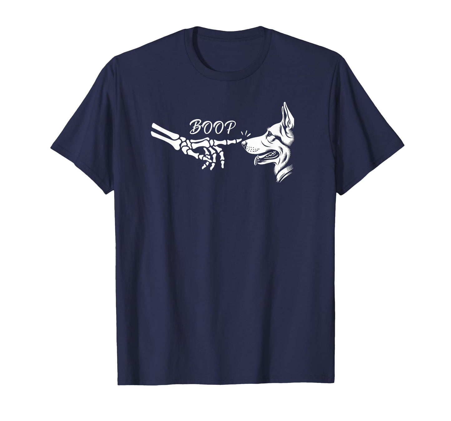 German Shepherd Skeleton Hand Boop Halloween Pet Women Girls T-Shirt