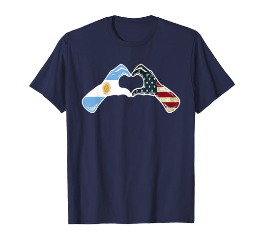 Argentine American USA Flag - USA Argentinian Heart T-Shirt