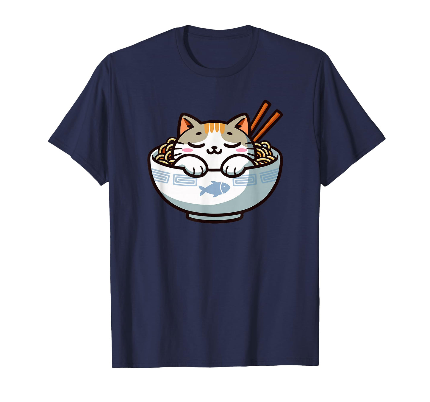 Cute Anime Merch Cat Design Japanese Ramen Noodle Clothes- T-Shirt