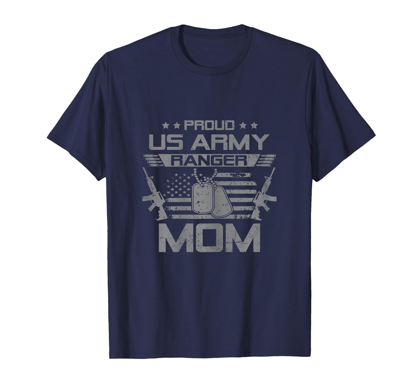 Proud US Army Ranger Mom Flag American USA Military Veteran T-Shirt