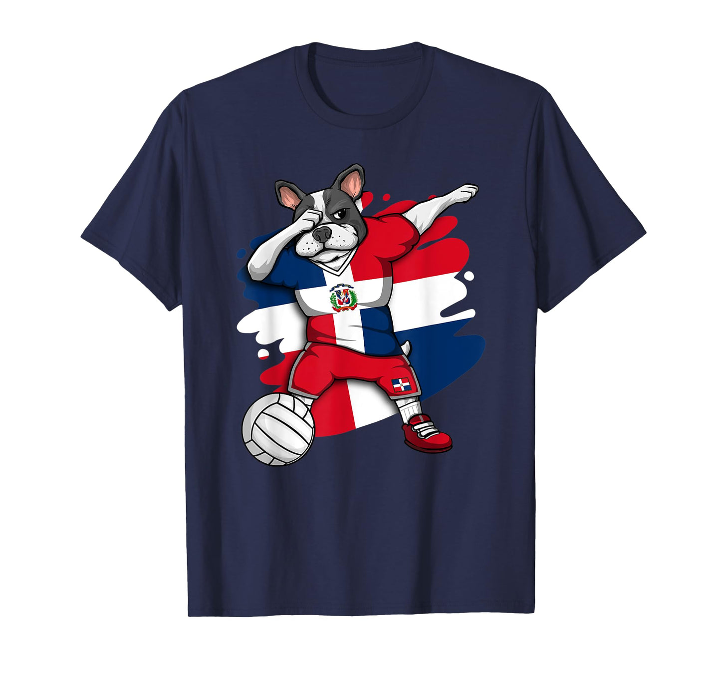 Dabbing Bulldog Dominican Republic Volleyball Fan Jersey T-Shirt for Men Women Kids