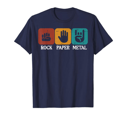Rocker Rock Paper Metal Funny Music Meme Men Boys Kids Women T-Shirt