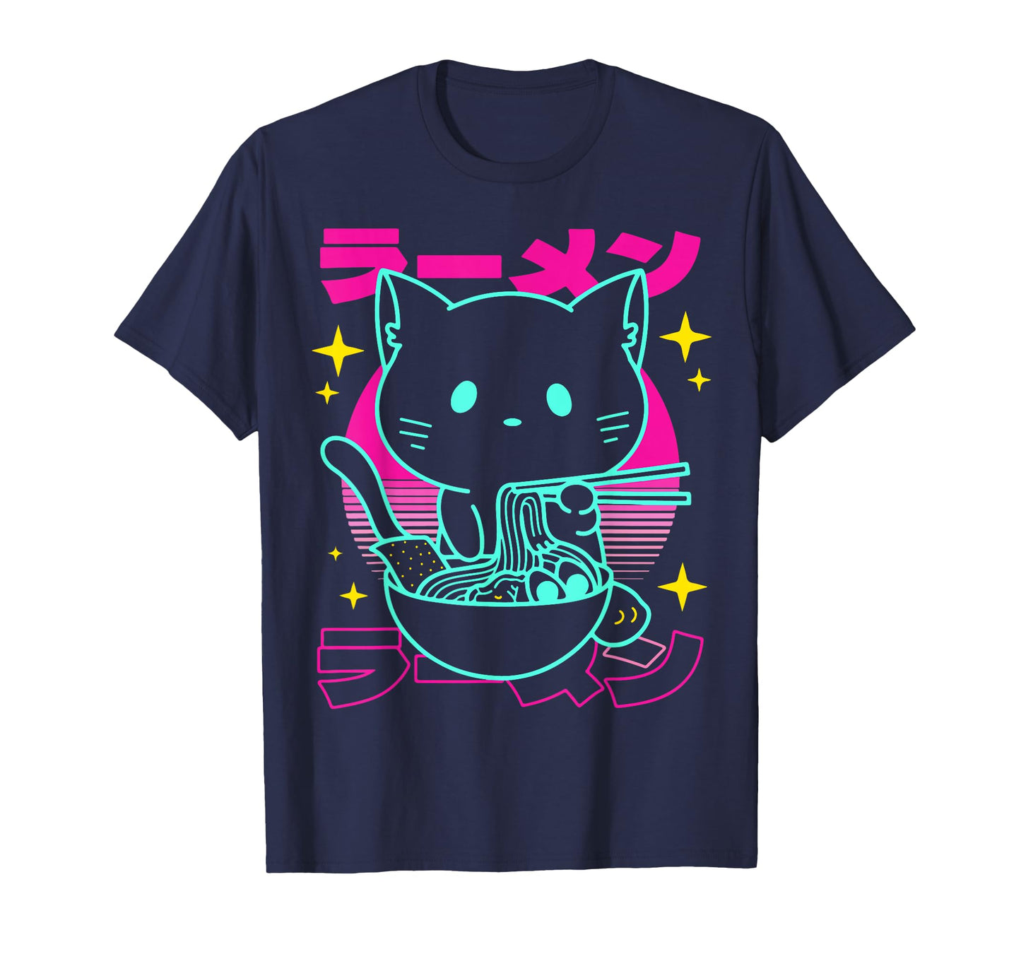 Anime Ramen Cat Retro Japanese Noodles Aesthetic Kawaii cat T-Shirt