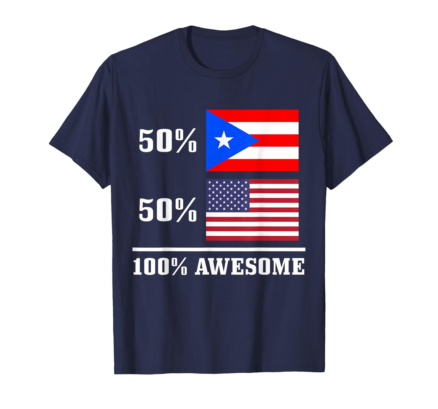 50% Puerto Rico 50% USA Puerto Rican American Flag Pride T-Shirt