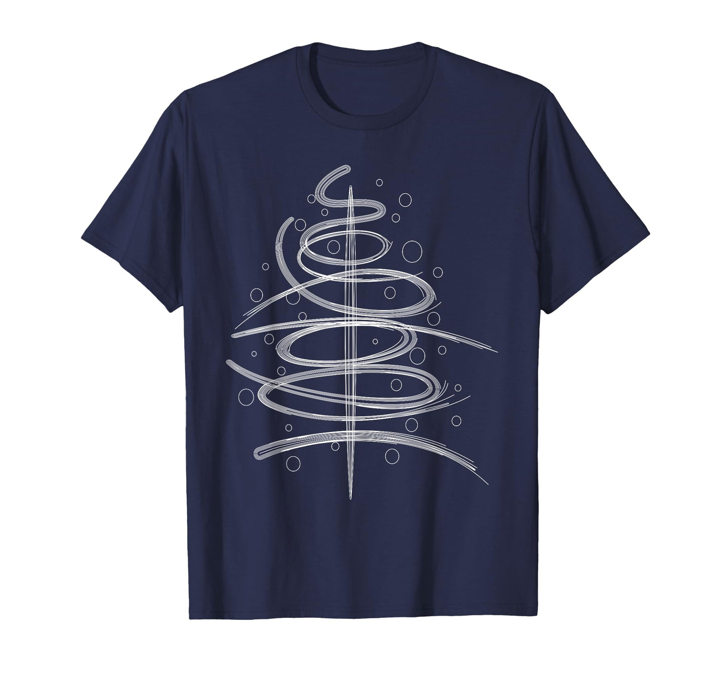 Abstract Aesthetic Swirly Black White Xmas Tree Line Art T-Shirt