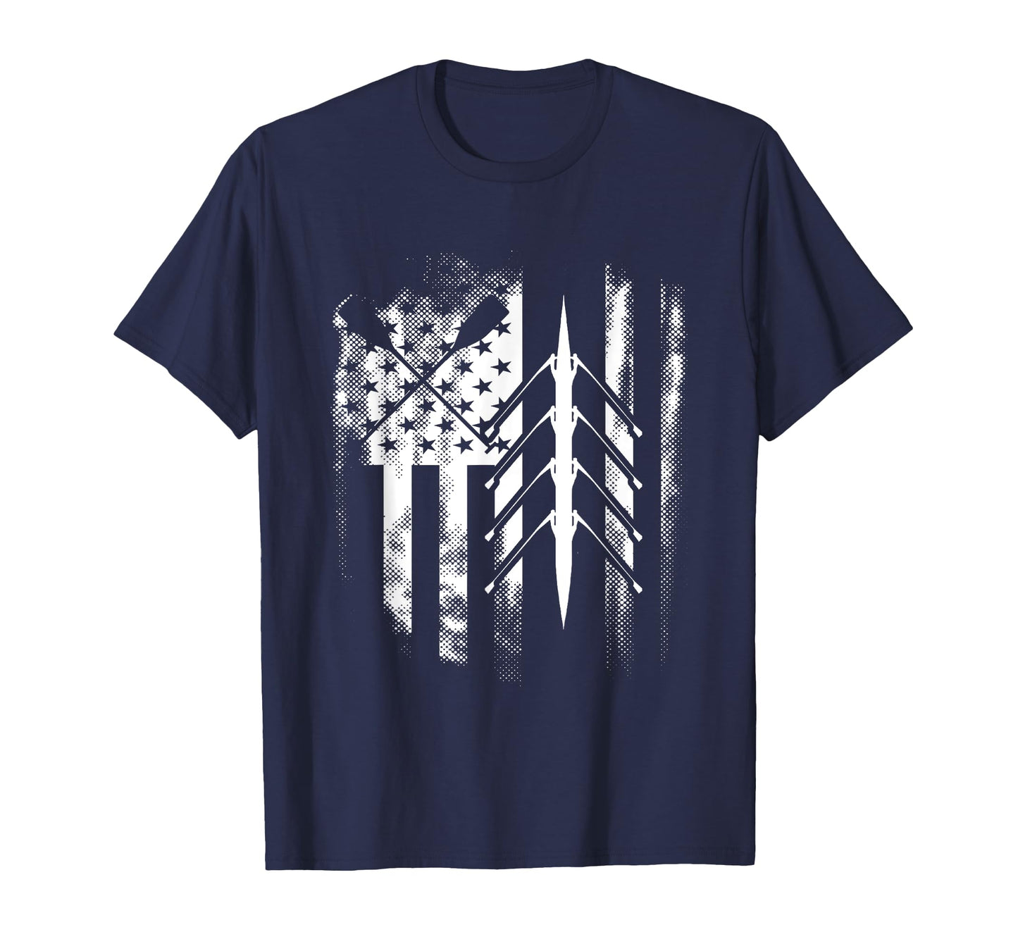 Rowing US American Flag Rowboat Water Sports Sculling Oars Women Men T-Shirt