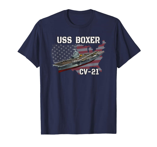 USS Boxer CV-21 Aircraft Carrier Veterans Day Grandpa Father T-Shirt