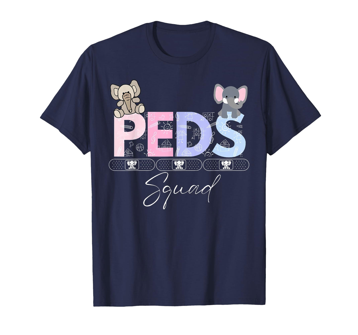 Cute Peds Squad Nurse Elephant Pediatric Graduation T-Shirt