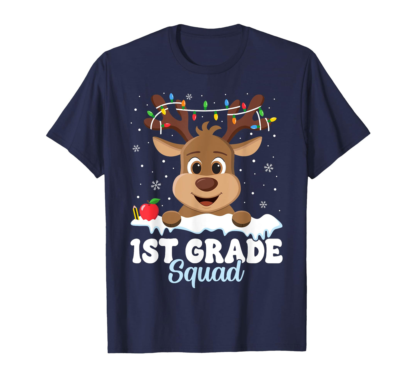 1st Grade Teacher Christmas First Grade Squad Reindeer Xmas T-Shirt