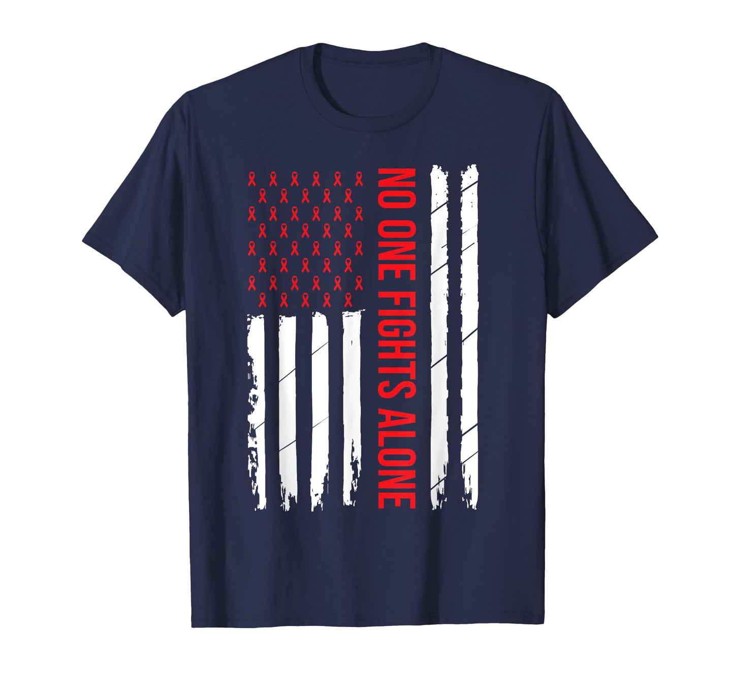 HIV Awareness Red Ribbon Men Women AIDS Fight USA Flag T-Shirt