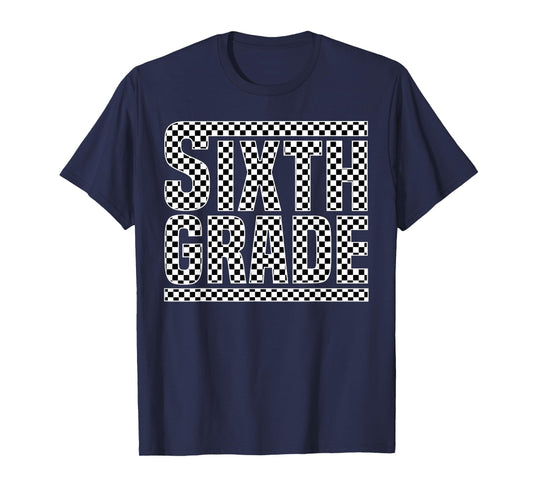 Checkered Sixth Grade Back to School Boys Girls Kid Teacher T-Shirt