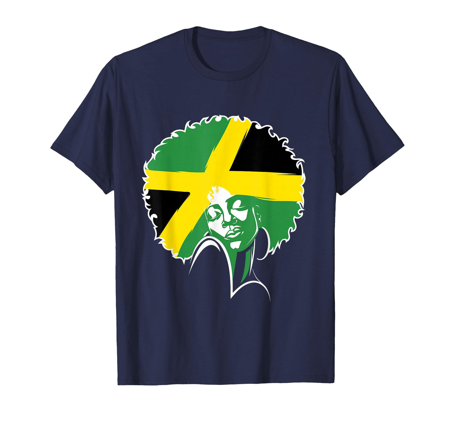 Afro Hair Jamaican Flag Shirt Women Black Melanin Jamaica T-Shirt