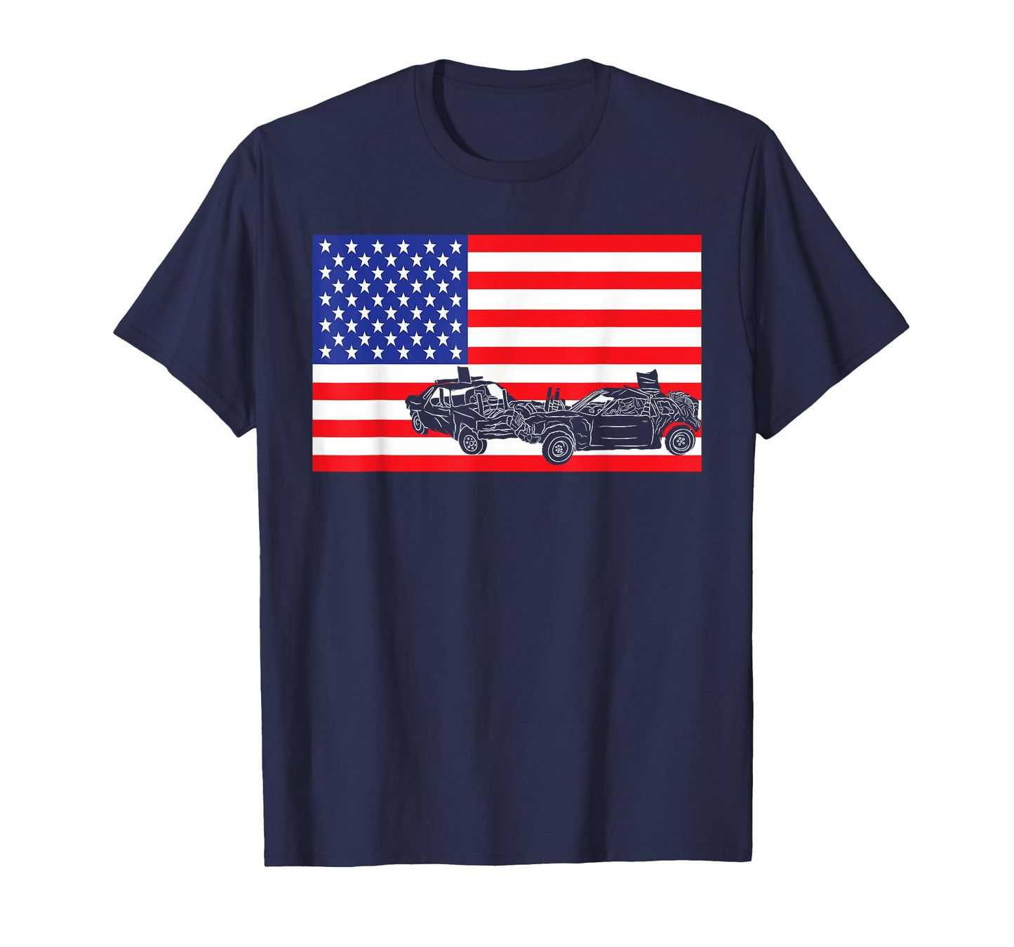 Demolition Derby USA American Flag Car Racer 4th Of July T-Shirt for Women Kids Men
