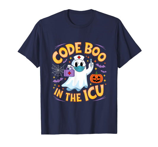 Code Boo in the ICU Ghost Nurse Halloween Design for Medical T-Shirt