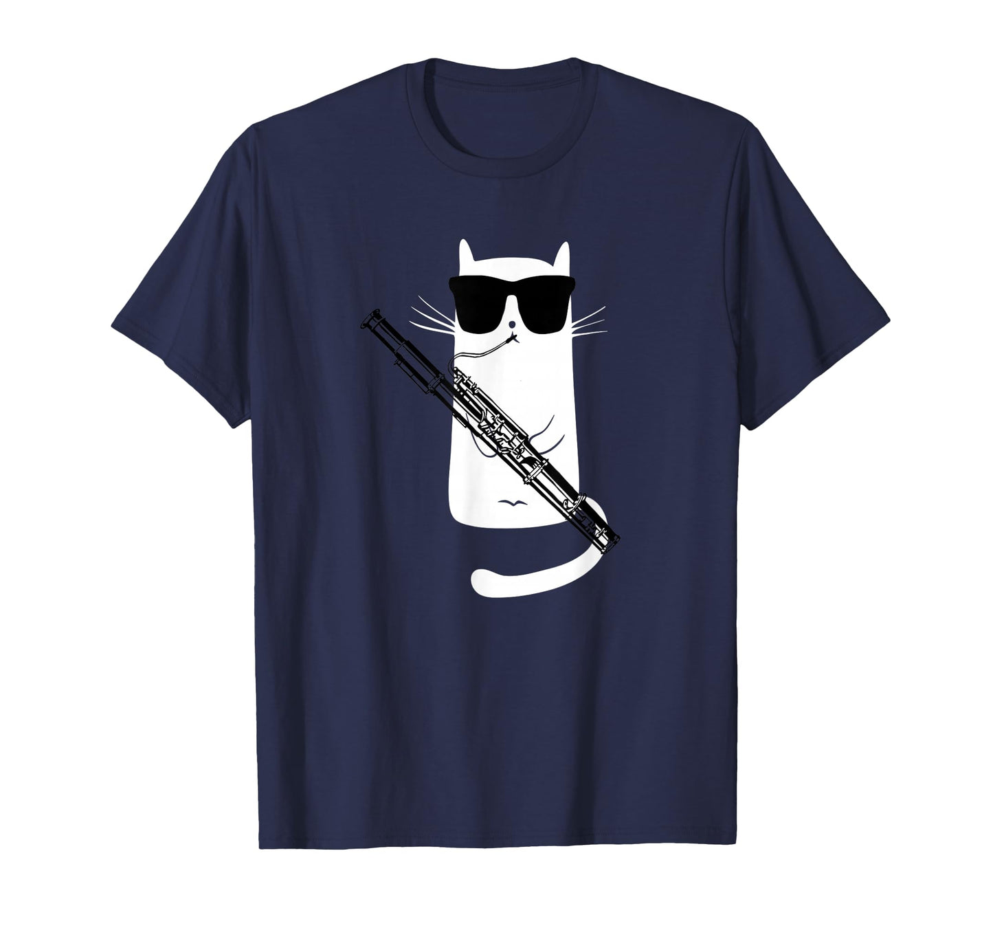 Funny Cat Wearing Sunglasses Playing Bassoon T-Shirt
