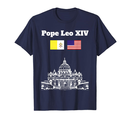 Pope Leo XIV American flag Vatican City St Peters Square T-Shirt