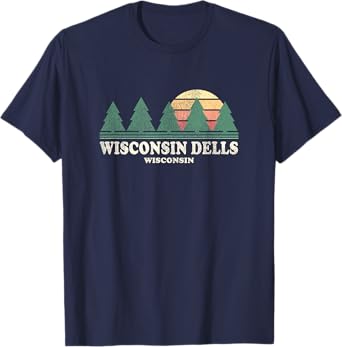 Wisconsin Dells WI Vintage Throwback Tee Retro 70s Design T-Shirt