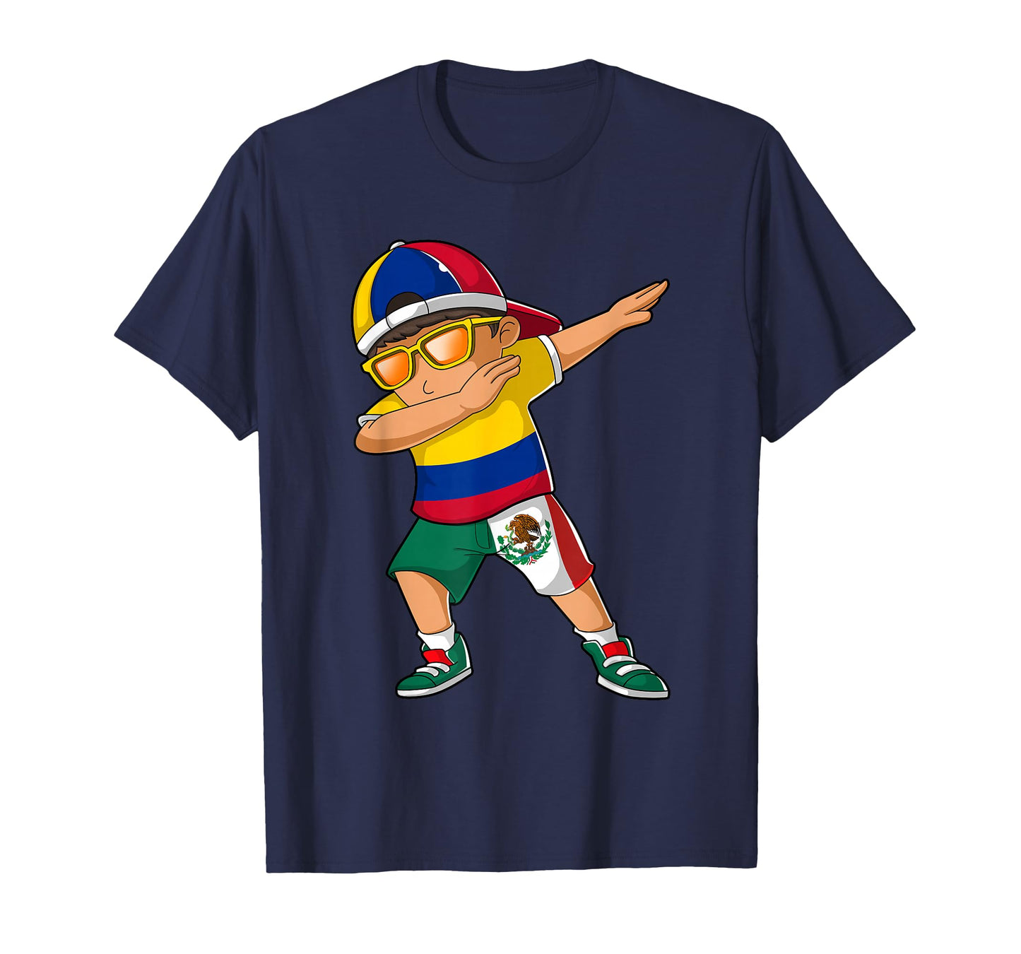 Half Colombian Half Mexican Boy Colombia Mexico Flag T-Shirt