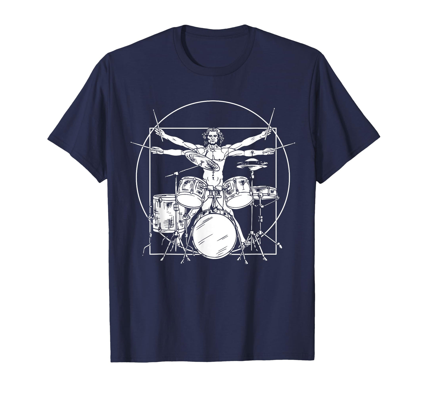 Vitruvian Drummer Da Vinci Drums Rock T-Shirt