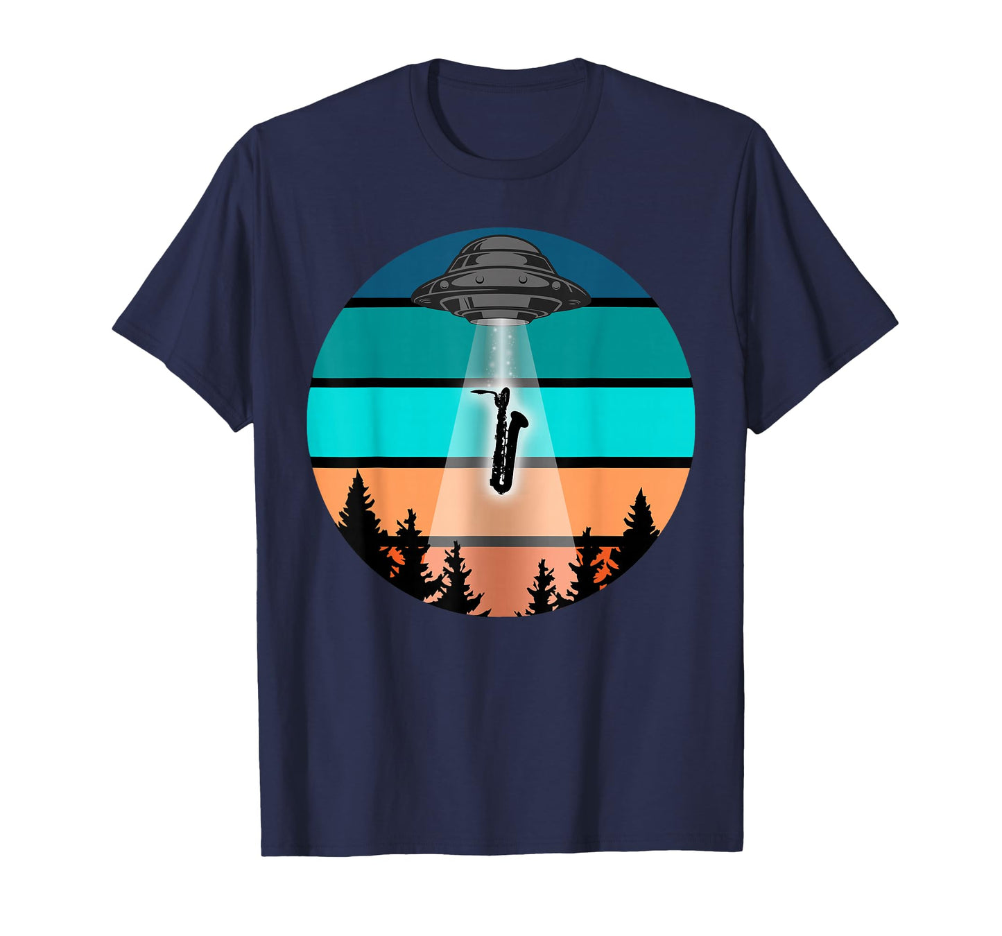 Funny UFO Baritone Saxophone | Jazz Bari Sax Alien Spaceship T-Shirt