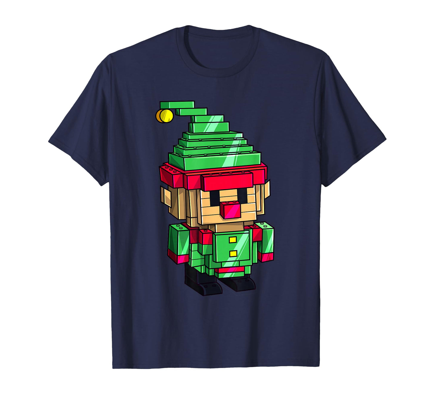 Christmas Elf Master Builder Brick Building Blocks Boys Kids T-Shirt