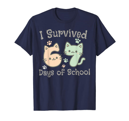 Cute Cat I Survived 67 Days of School Teachers Students T-Shirt