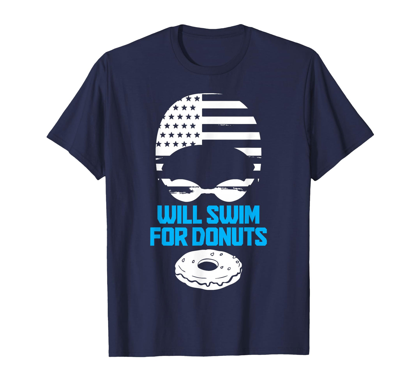 Swimming Will Swim For Donuts Funny Patriotic Swimmer T-Shirt