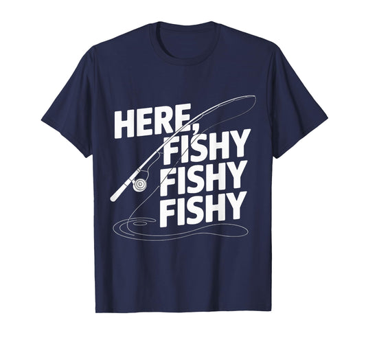 Fishing Here-Fishy Men Teen Boy Bass Dad Funny Graphic Tees T-Shirt