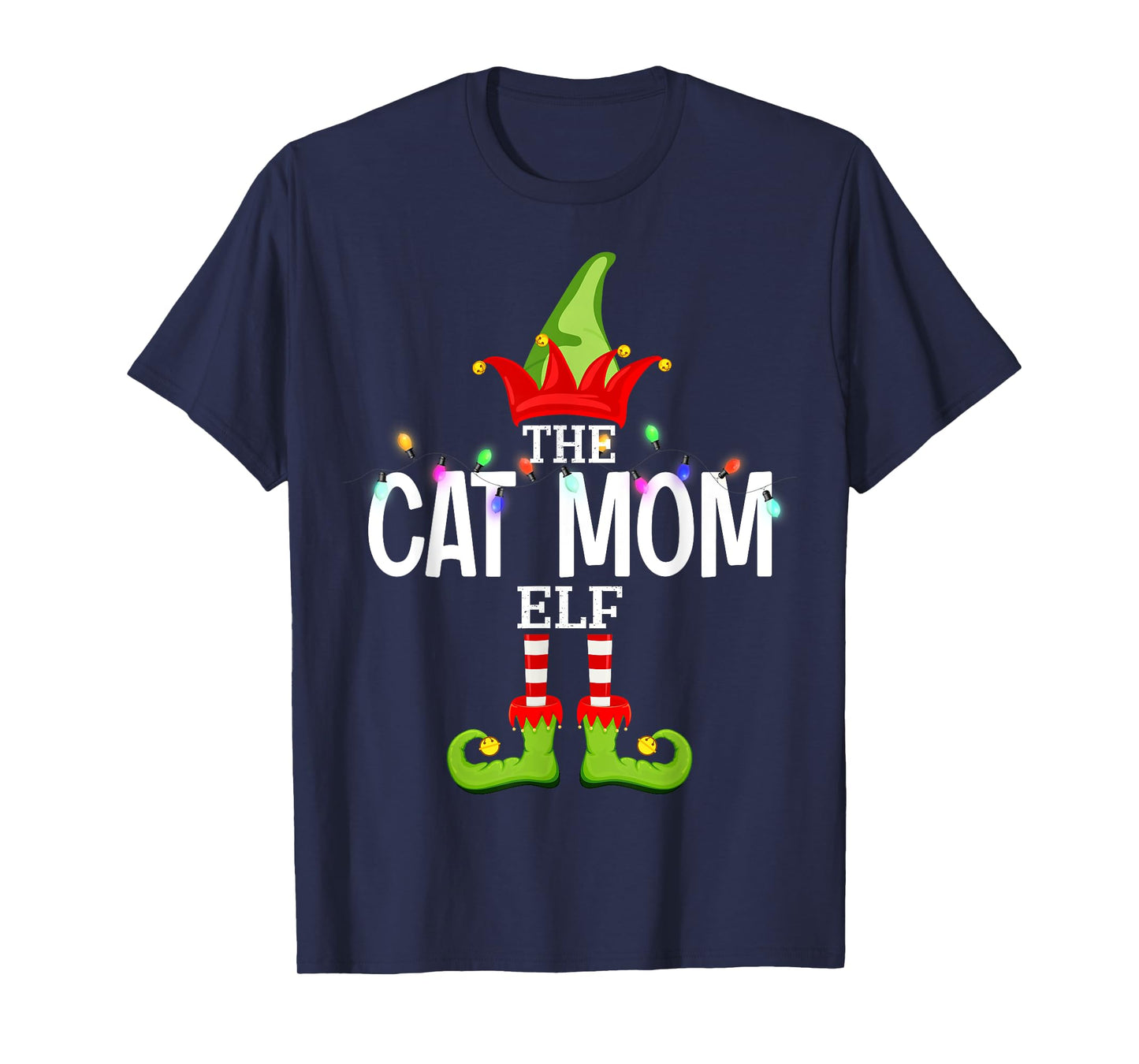 The Cat Mom Elf Christmas Matching Pajamas T-Shirt