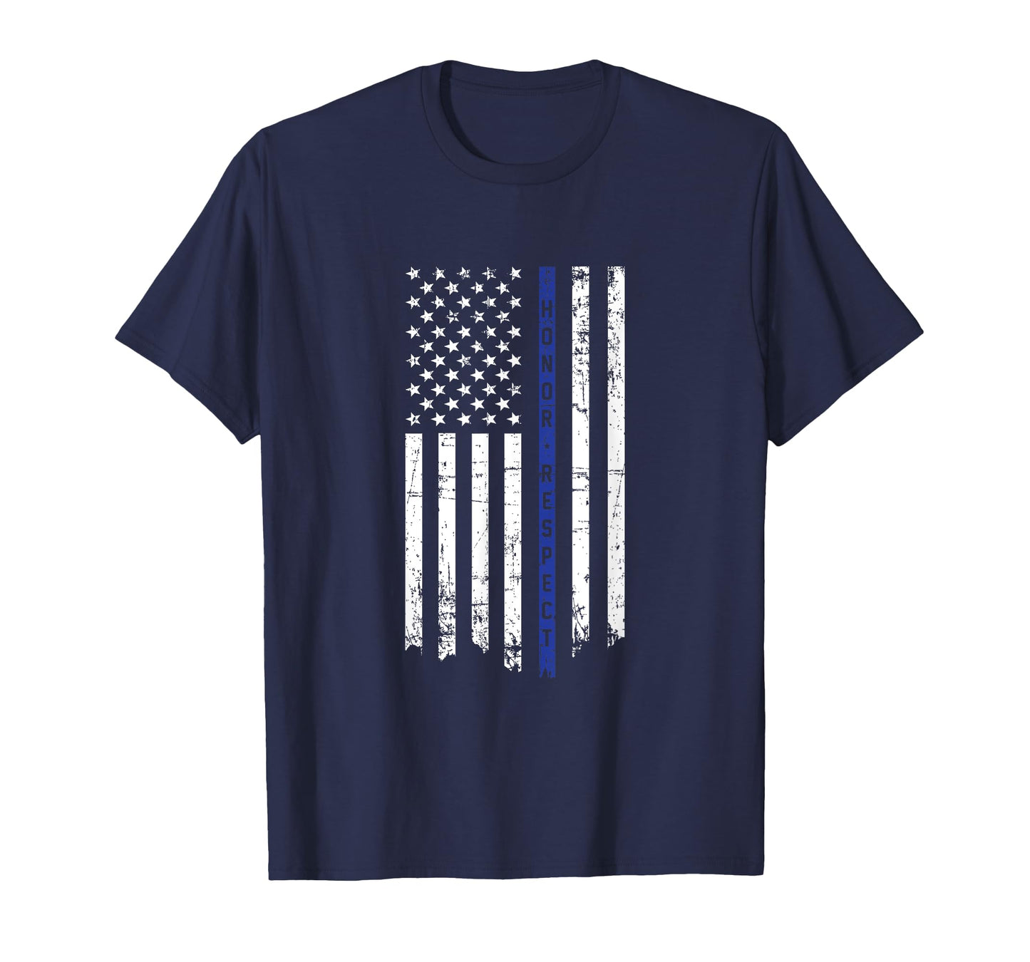 Honor & Respect Police Officer Thin Blue Line Flag T-shirt T-Shirt