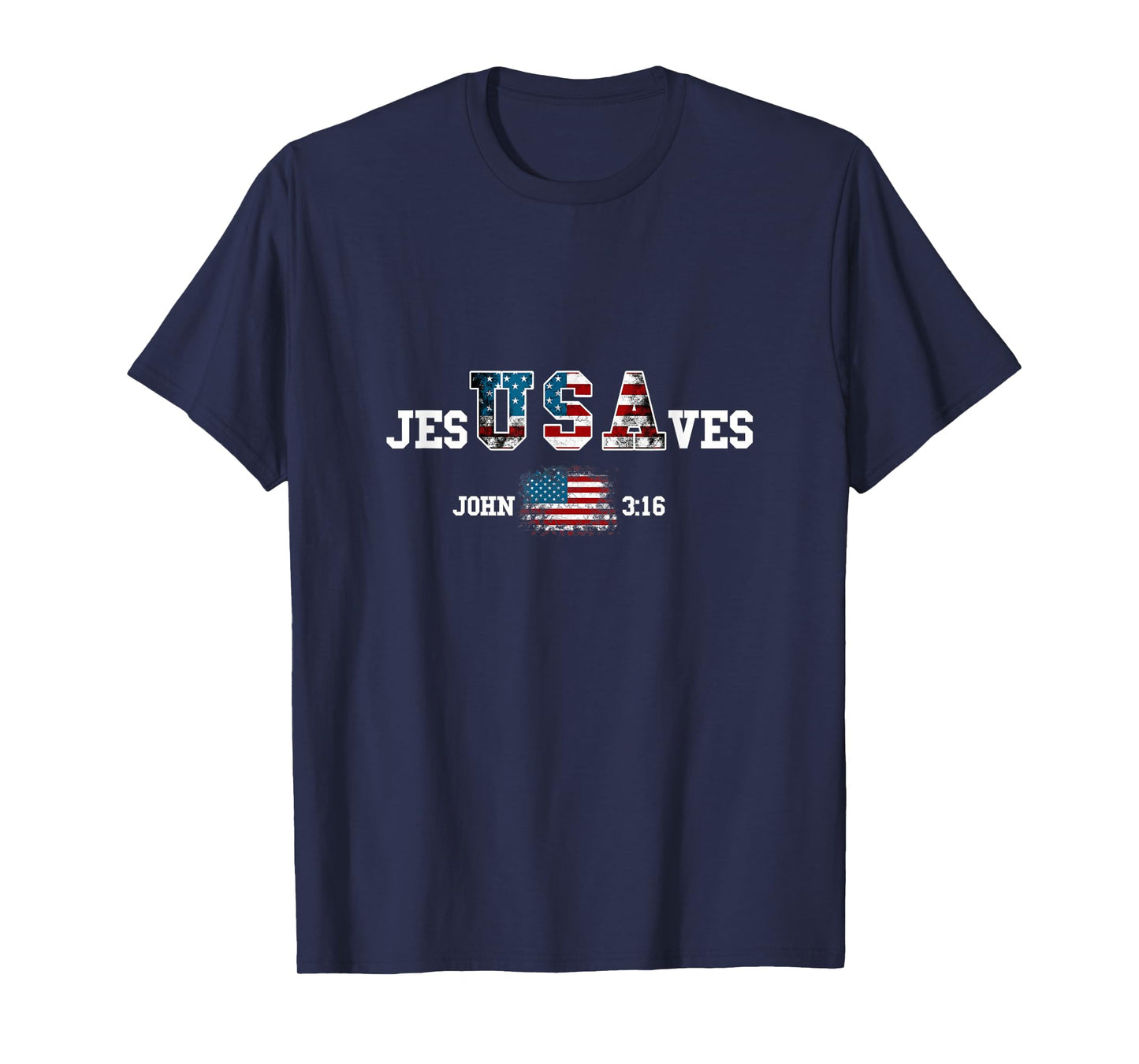 Jesus Saves USA American Flag Patriotic Christian T-Shirt