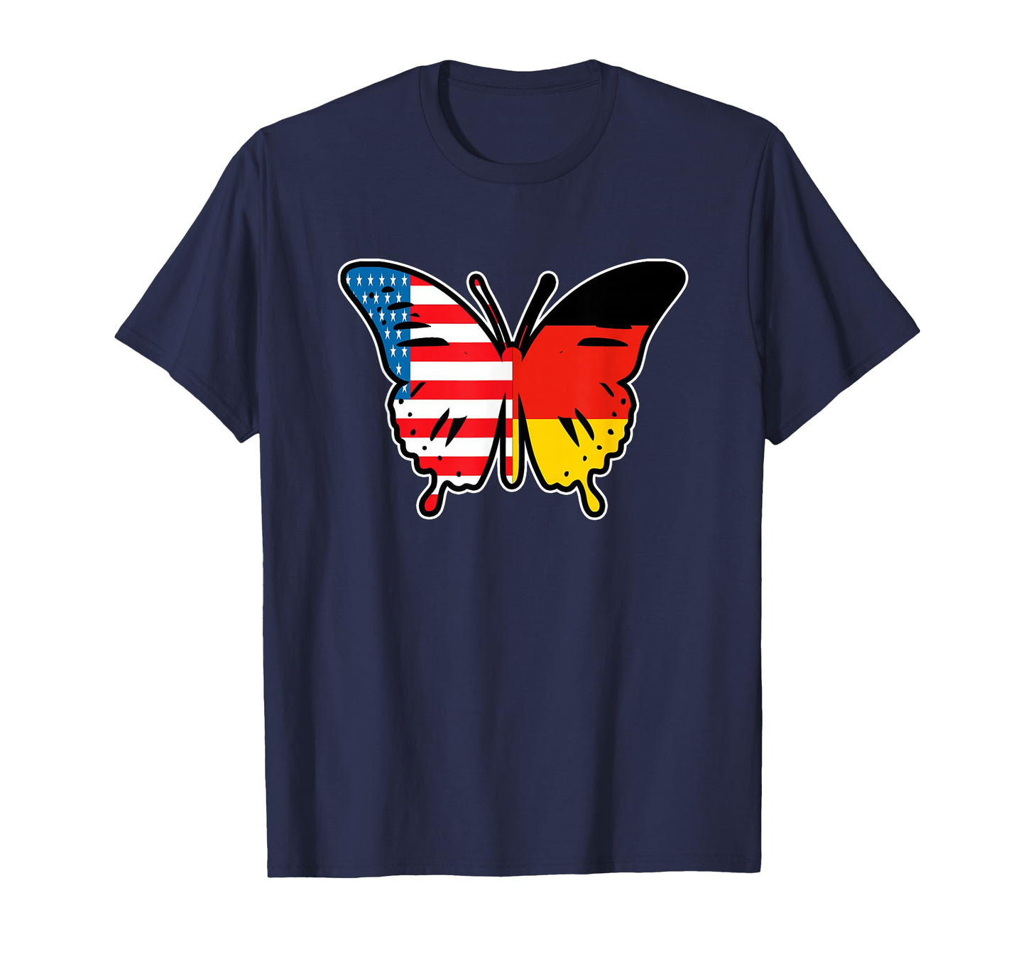 Half German And American Germany Usa Flag Butterfly Girl T-Shirt