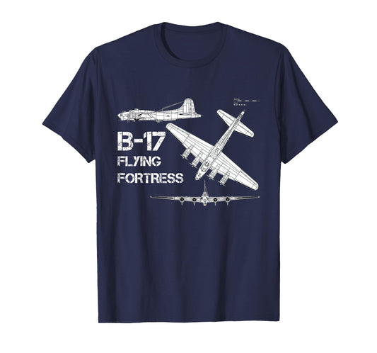 B-17 Flying Fortress WW2 Heavy Bomber Aircraft Blueprint T-Shirt