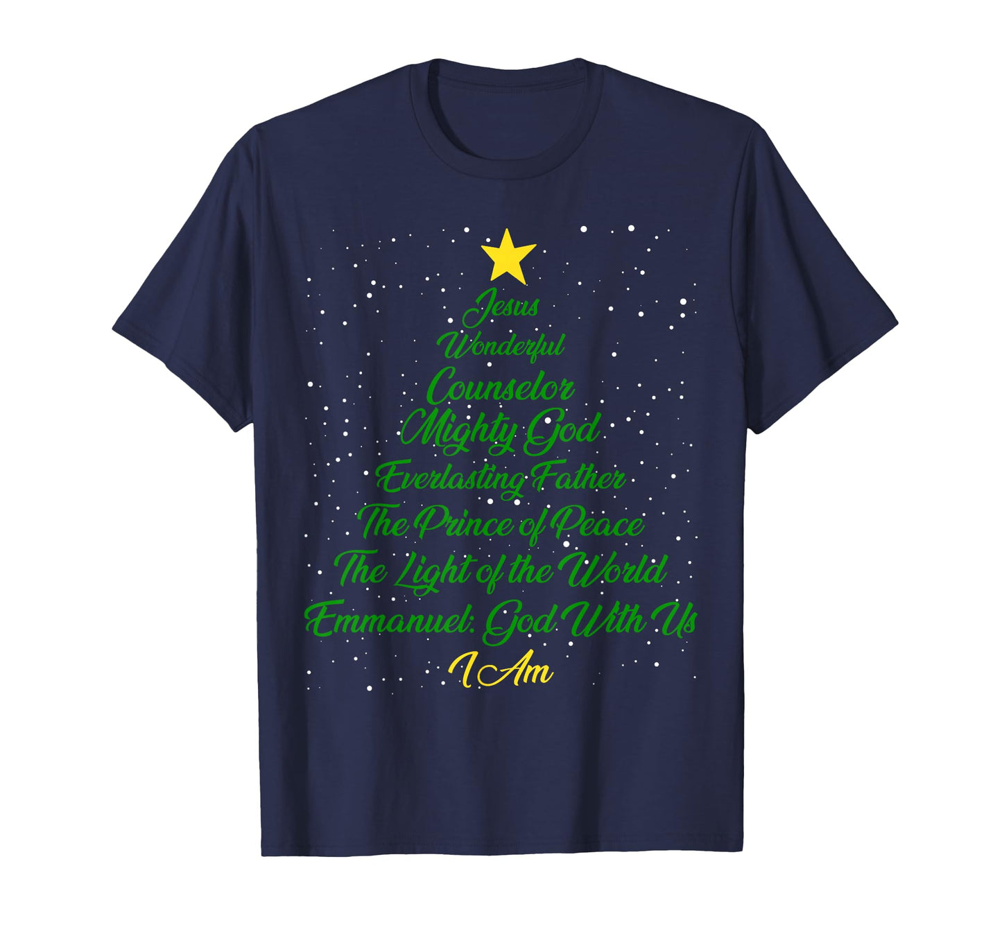 Christian Christmas Jesus Bible Names Xmas Tree Shaped T-Shirt