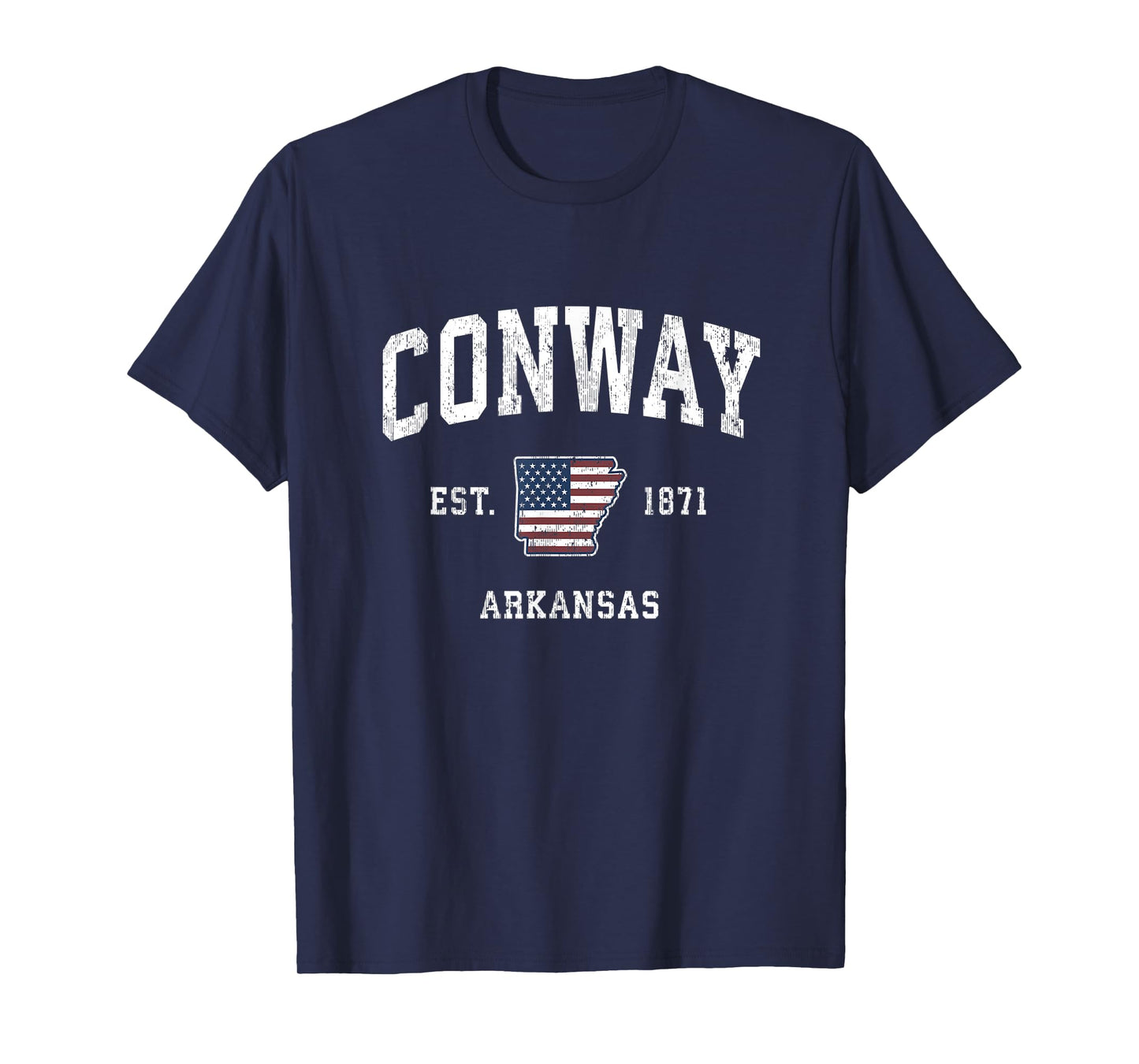 Conway Arkansas AR Vintage American Flag Sports Design Women Kids Men T-Shirt