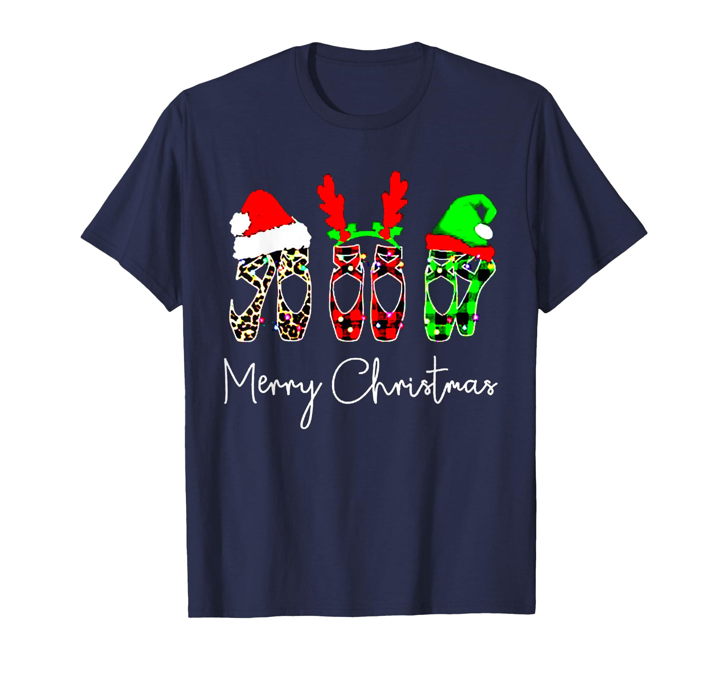 Ballet Dancer Ballerina Merry Christmas Xmas Pointe Shoe T-Shirt