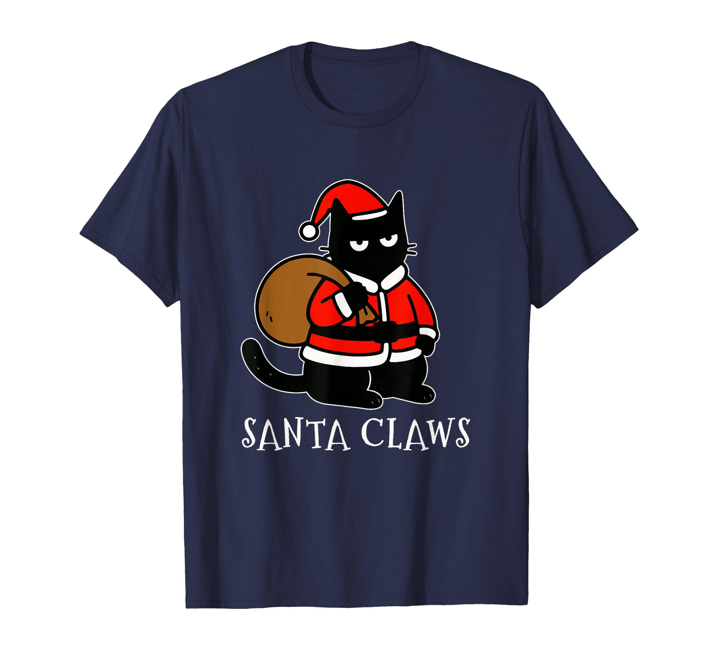 Funny Black Cat Santa Claws Christmas Kitty Xmas Cat Lovers T-Shirt
