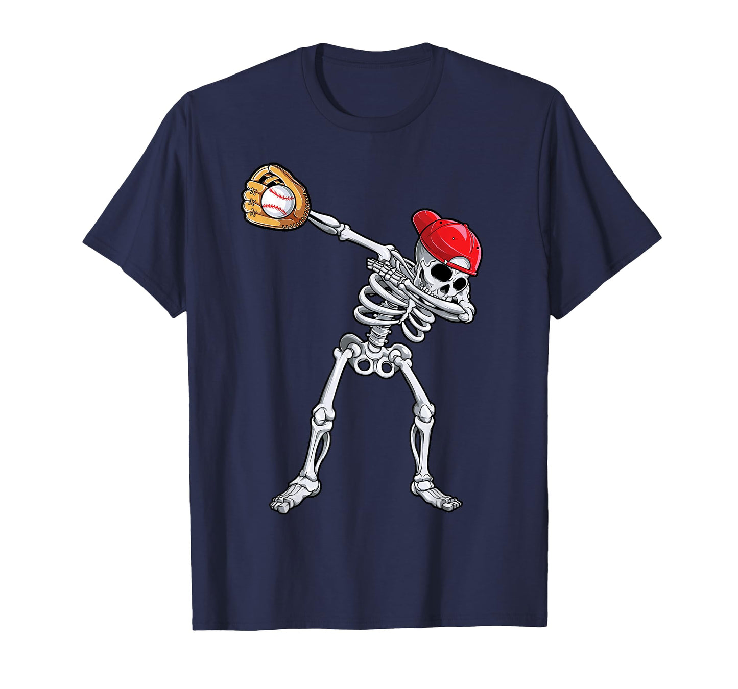 Dabbing Skeleton Baseball Halloween Player Catcher Pitcher T-Shirt