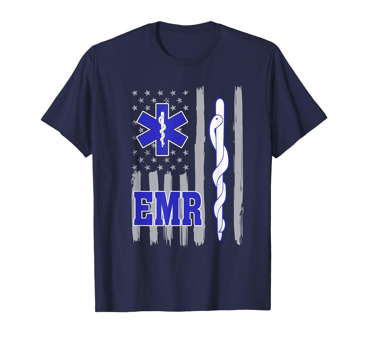 American Flag Blue Thin line EMR Emergency Medical Responder T-Shirt