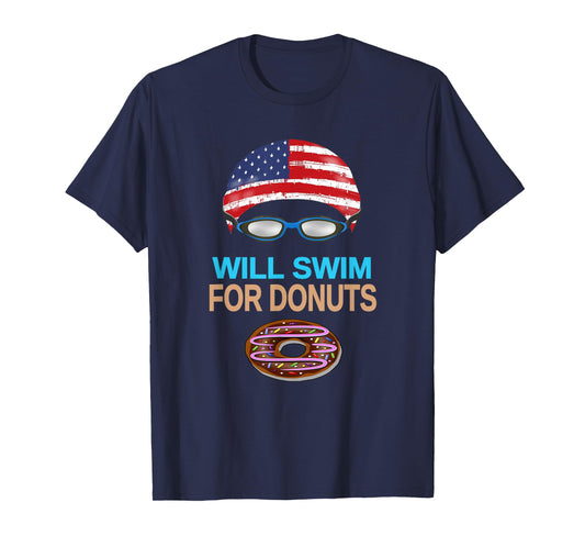 Swim Swimmer T shirt Funny Swimming Goggles Cap Donuts Tee T-Shirt