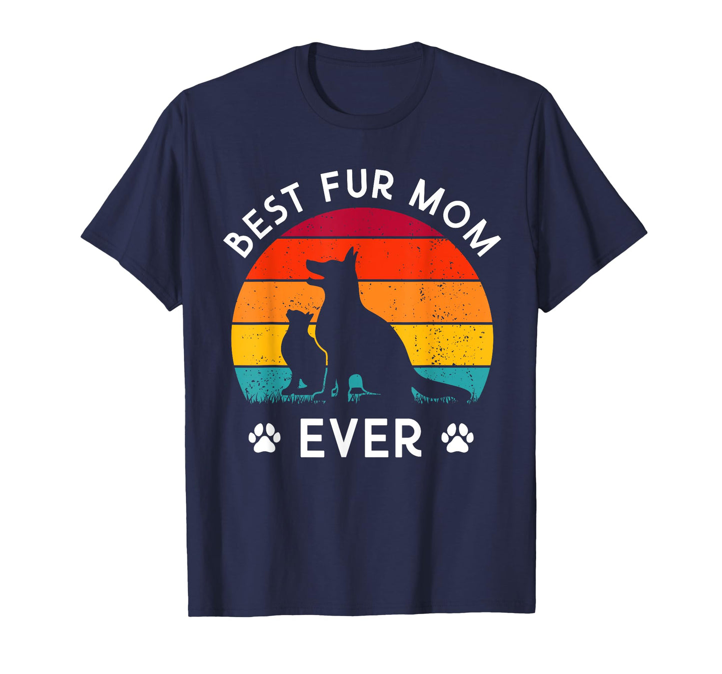 Funny Best Fur MOM Ever Vintage Retro Dog and Cat Owner Love T-Shirt for Men Women Kids